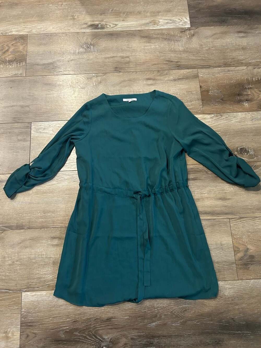 Naked Zebra Dark Green Long Sleeve Drawstring Mini Dress